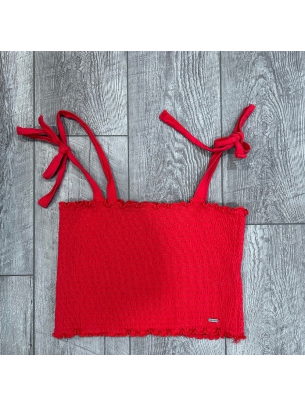 Hollister Red Smocked Tie-Strap Tank Top